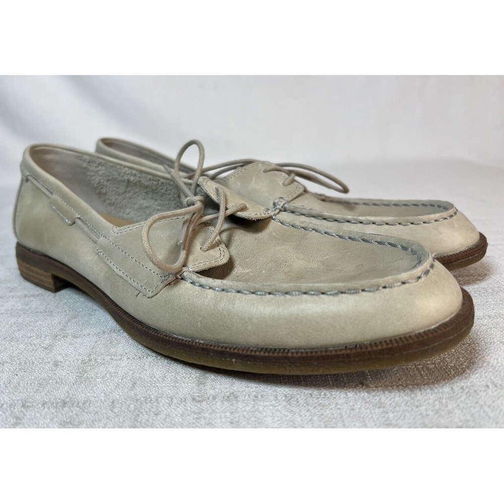 SPERRY Womens Leather Slip on Shoes Tie up bone beige Size 11 - Picture 4 of 12